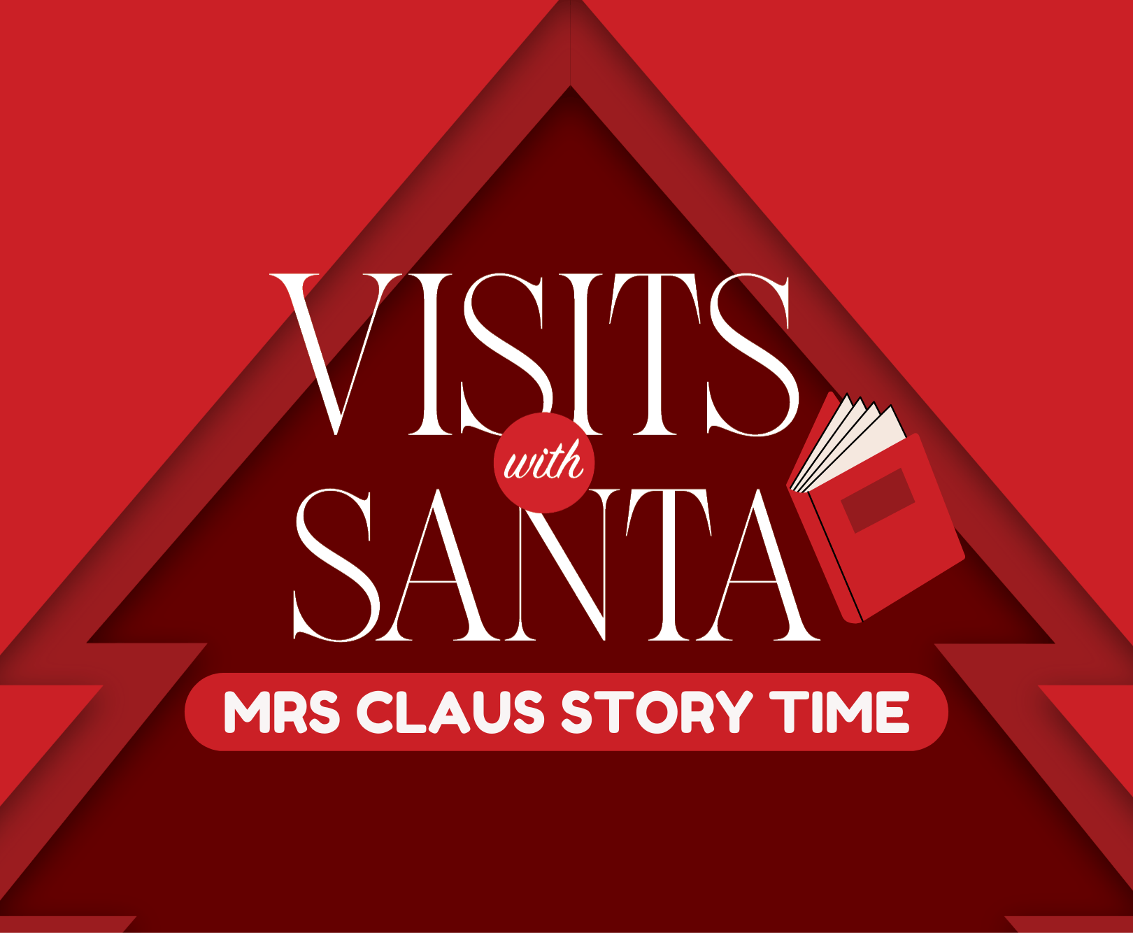 Visit with Santa red graphic with a book