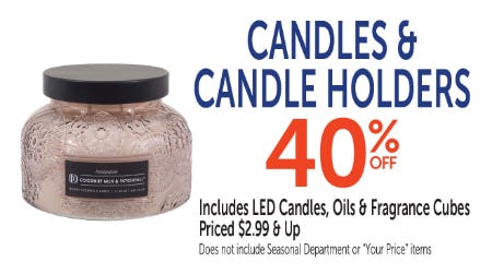 40% Off Candles & Candle Holders
