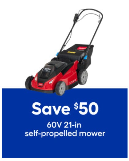 $50 Off 60V 21-in Self-Propelled Mower