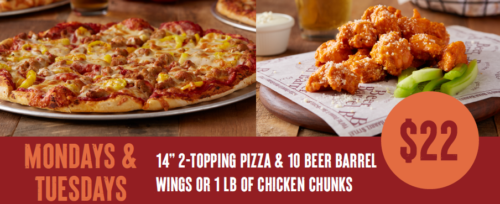 Monday & Tuesday Specials at Beer Barrel Pizza
