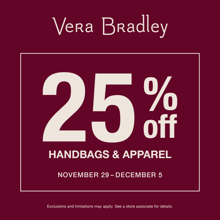 Save 25% on Handbags and Apparel