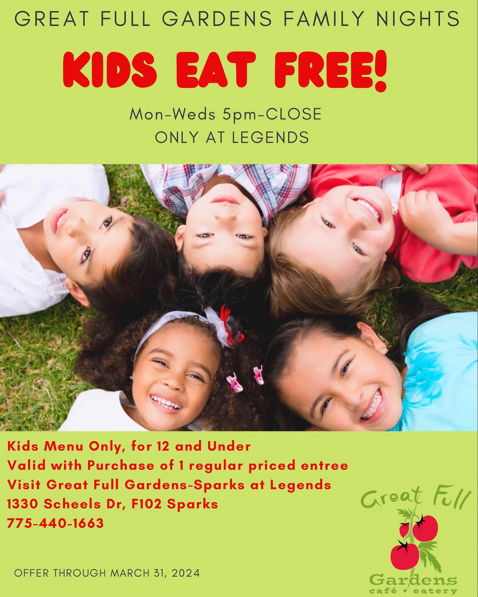 Great Full Gardens Kids Eat FREE