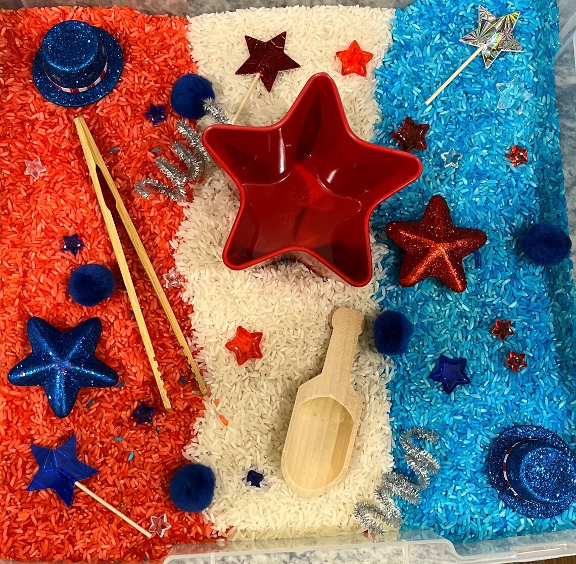 Make a Memorial Day Patriotic Sensory Bin at Learning Express Toys