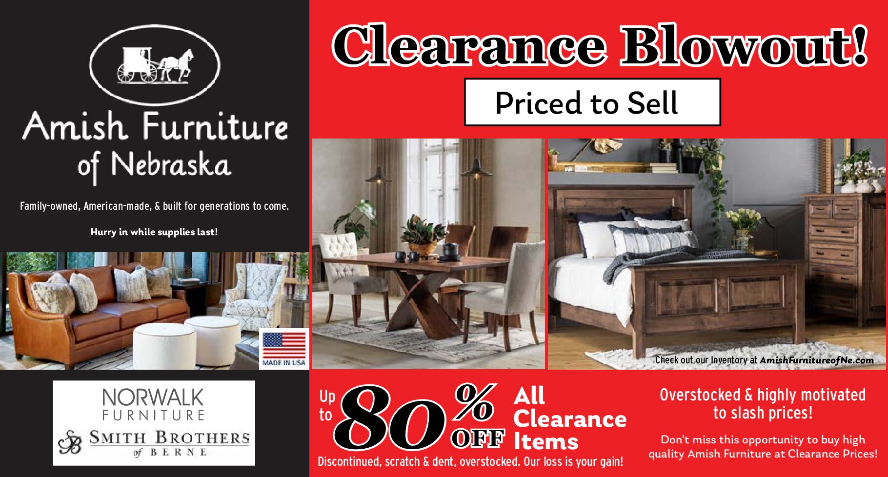 Amish Furniture of Nebraska Clearance Blowout Sale