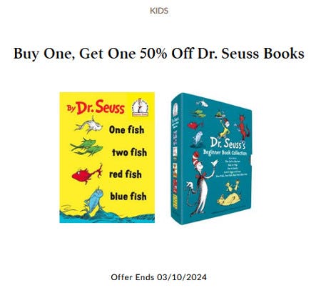 Buy One, Get One 50% Off Dr. Seuss Books