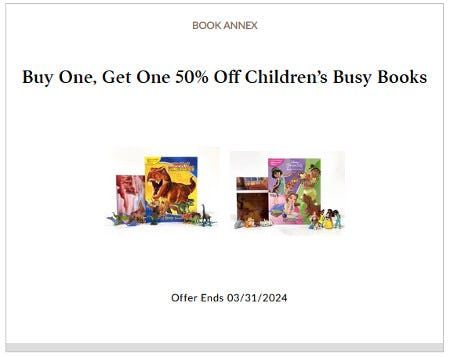 Buy One, Get One 50% Off Children’s Busy Books