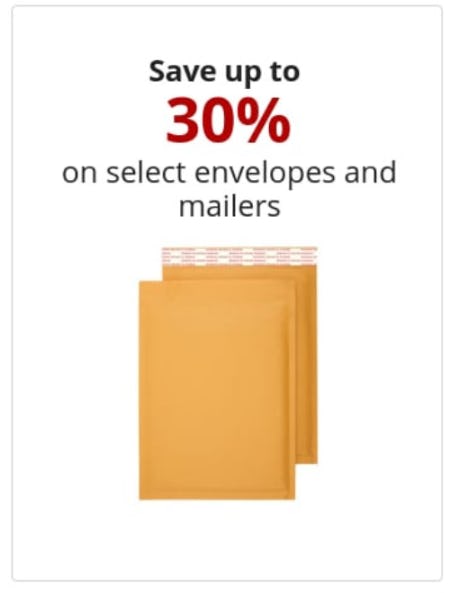 Up to 30% Off Select Envelopes and Mailers