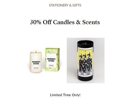 30% Off Candles & Scents