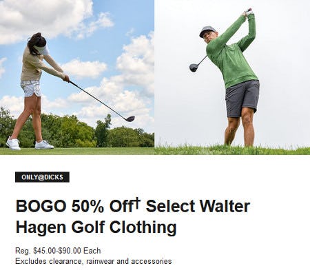 BOGO 50% Off Select Walter Hagen Golf Clothing