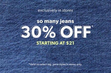 30% off Jeans