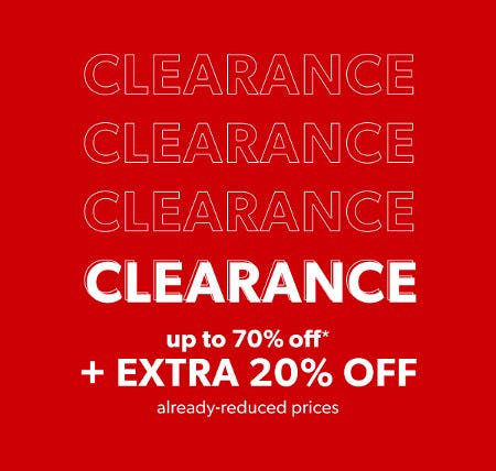Clearance Up to 70% off Plus Extra 20% off
