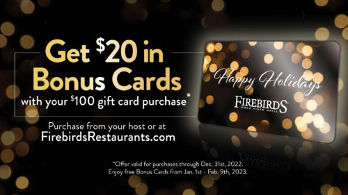 Firebirds Holiday Gift Card Bonus