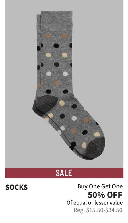 Socks Buy One, Get One 50% off