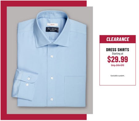 Clearance Dress Shirts Starting at $29.99