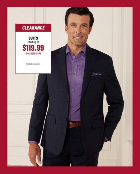 Clearance Suits Starting at $119.99